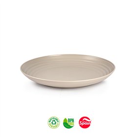 Pratos 25cm Plástico Reutilizável Classic Redondo Bege 1un