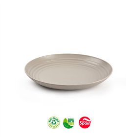 Pratos 22cm Plástico Reutilizável Classic Redondo Bege 1un