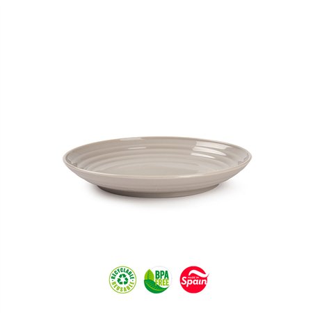 Pratos 16cm Plástico Reutilizável Classic Redondo Bege 1un
