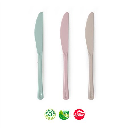 Facas Plástico Reutilizáveis 26cm Sortido 6un
