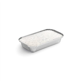 Embalagem Alimentar Alumínio 0600ml Retangular c/Tampa 100un