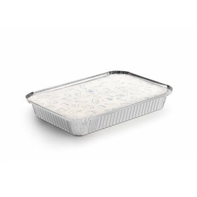 Embalagem Alimentar Alumínio 2100ml Retangular c/Tampa 100un