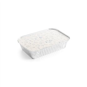 Embalagem Alimentar Alumínio 1260ml Retangular c/Tampa 100un