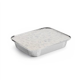 Embalagem Alimentar Alumínio 3200ml Retangular c/Tampa 100un