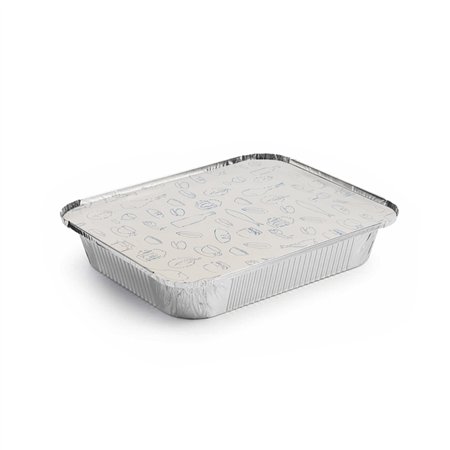 Embalagem Alimentar Alumínio 3200ml Retangular c/Tampa 100un