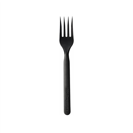 Garfos C-PLA Reutilizáveis 17cm Preto 100un