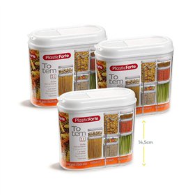 Caixa Multiusos 1000ml Plástico c/Tampa Totem Branco 3un