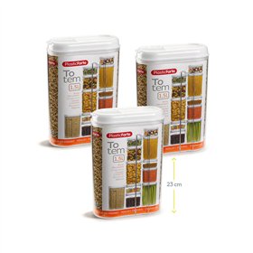 Caixa Multiusos 1500ml Plástico c/Tampa Totem Branco 3un