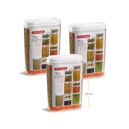 Caixa Multiusos 1500ml Plástico c/Tampa Totem Branco 3un