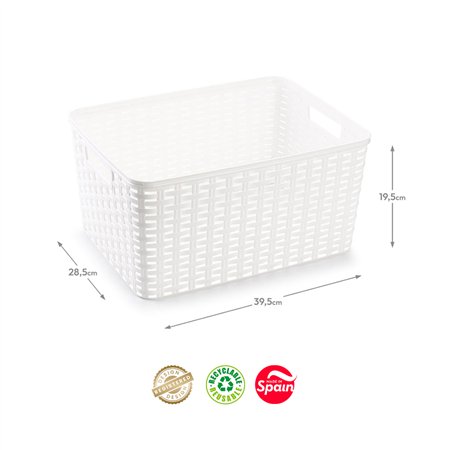 Caixa Arrumação Rattan Nº5 18L Branco