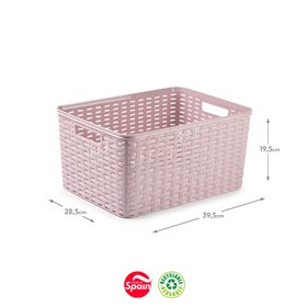 Caixa Arrumação Rattan Nº5 18L Rosa Pastel