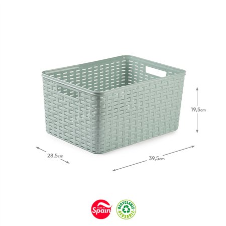 Caixa Arrumação Rattan Nº5 18L Verde Pastel