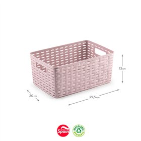 Caixa Arrumação Rattan Nº2 6L Rosa Pastel