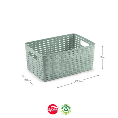 Caixa Arrumação Rattan Nº2 6L Verde Pastel