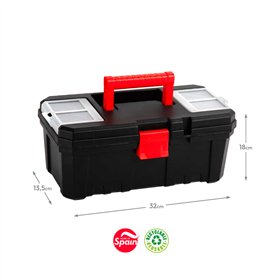 Caixa de Ferramentas 32x18x13,5cm Preto e Vermelho