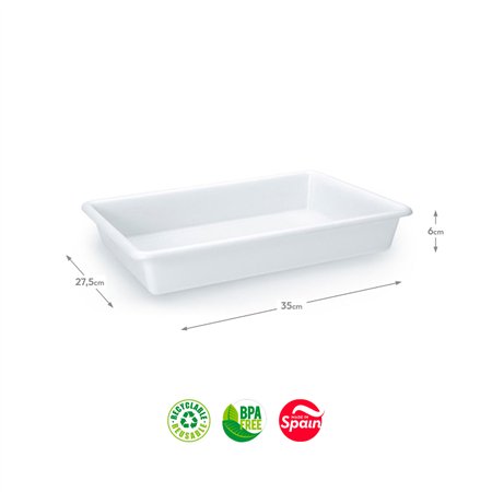 Tabuleiro Hotelaria 35x27,5x6cm 4L Branco