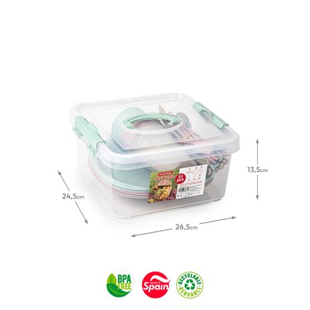 Conjunto Piquenique 31 Peças Reutilizavel Sortido 5L