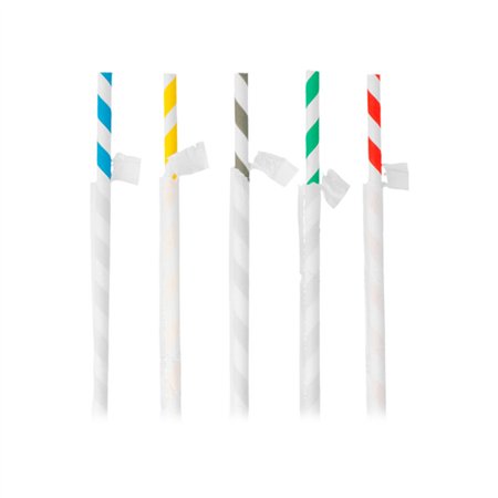 Palhinhas 21cmx6mm Papel Riscas Sortido 250un