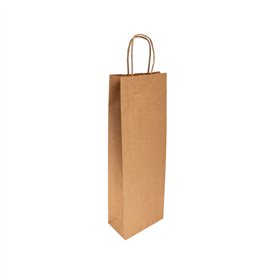 Saco 14x08x40cm 1 Garrafa Papel 100g c/Asas Kraft 1un