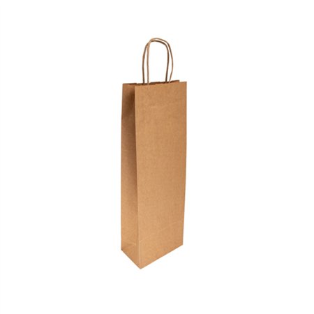 Saco 14x08x40cm 1 Garrafa Papel 100g c/Asas Kraft 1un
