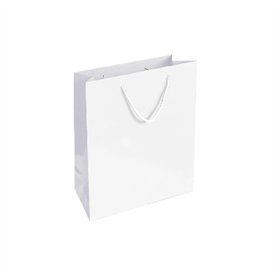 Saco 24x10x31cm Papel Couché 200g c/Asas Cordão Branco 1un