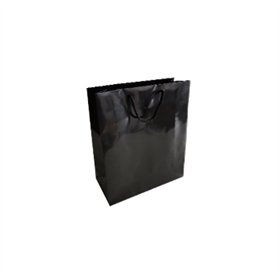 Saco 18x08x25cm Papel Couché 200g c/Asas Cordão Preto 1un