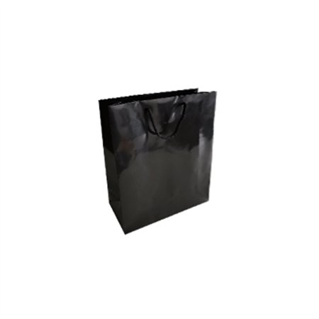 Saco 18x08x25cm Papel Couché 200g c/Asas Cordão Preto 1un