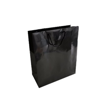 Saco 24x10x31cm Papel Couché 200g c/Asas Cordão Preto 1un