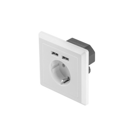 Lanberg tomada de parede 230v schuko 16a 2x usb 2.1 a branco