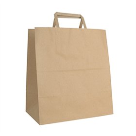Saco 27x16x28cm Papel 090g c/Asa Plana Kraft 1un