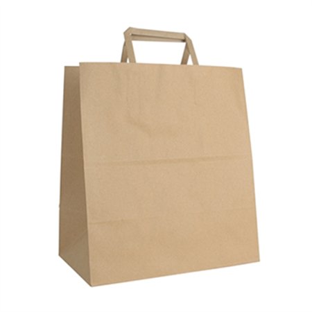 Saco 27x16x28cm Papel 090g c/Asa Plana Kraft 1un