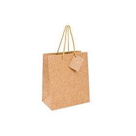 Saco 19x10x27cm Papel 120g c/Asas Cordão Kraft 10un