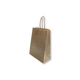 Saco 18x08x24cm Papel 100g c/Asas Kraft 1un
