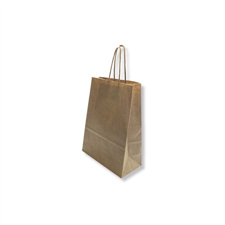 Saco 18x08x24cm Papel 100g c/Asas Kraft 1un