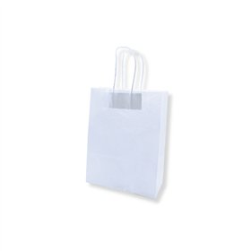 Saco 18x08x24cm Papel 100g c/Asas Branco 1un