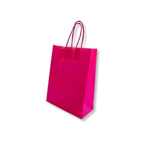 Saco 24x10x32cm Papel 100g c/Asas Rosa 1un