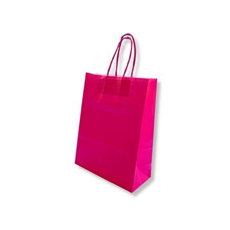Saco 24x10x32cm Papel 100g c/Asas Rosa 1un