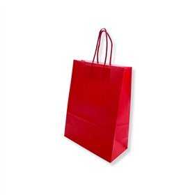 Saco 24x10x32cm Papel 100g c/Asas Vermelho 1un
