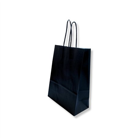 Saco 24x10x32cm Papel 100g c/Asas Preto 1un