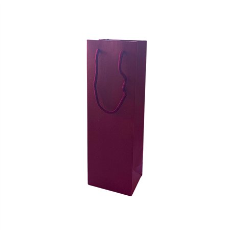 Saco 12x09x36cm 1 Garrafa Papel 210g c/Asas Cordão Bordeaux