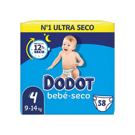 Fraldas Dodot T4 (9-14kg) Bebé Seco 58un