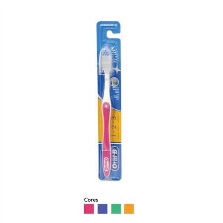 Escova de Dentes Oral-B 1.2.3 Média Cores Sortidas 1un