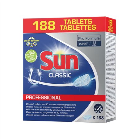 Detergente Máquina Loiça Pastilhas Sun Classic Pro 188un