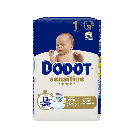 Fraldas Dodot Sensitive T1 (2-5kg) 58un