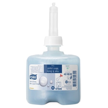 Sabonete Gel Banho Corpo e Cabelo TORK S2 475 500ml Pack 8un