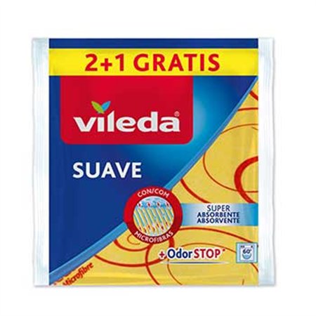 Pano 35x40cm Multiusos Vileda Suave Amarelo Pack 2+1 Grátis