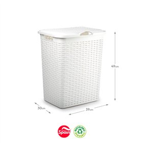Cesto Roupa Rattan c/ Tampa 38L Branco