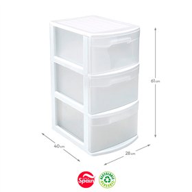 Bloco 3 Gavetas Plástico Tamesis 28x40x61cm Branco