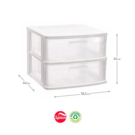 Bloco 2 Gavetas Plástico Sena 38,5x40x34cm Branco