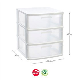 Bloco 3 Gavetas Plástico Sena 38,5x40x49,5cm Branco